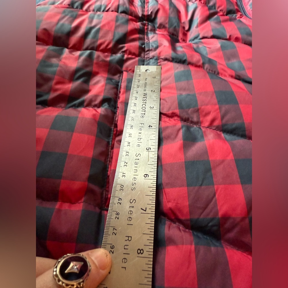 Lands' End Red and Black Checkered Puffer Vest - Picture 11 of 12